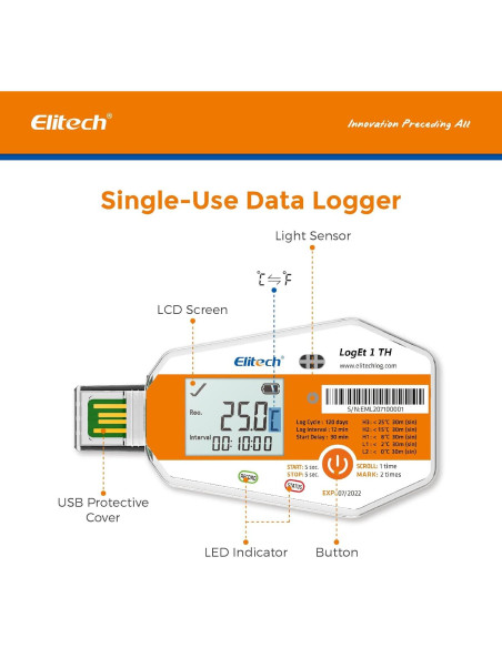 Registradores de Datos de Temperatura y Humedad Elitech 10 Unidades