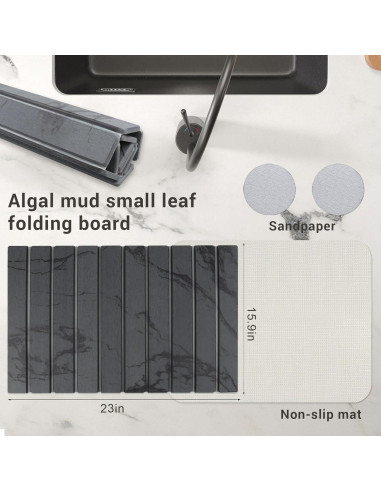 Alfombrilla de Secado Rápido Edenecho 58x40 cm Gris Diatomácea