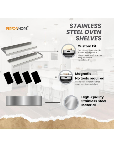 Estante de Horno Acero Inoxidable Performore 38.1x9.5 cm 2 Piezas