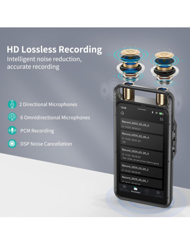 Grabadora de Voz AI Rpbznr con Pantalla Táctil 64GB