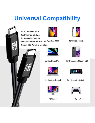 Cable USB C a C 6m 100W 4K 60Hz YOTETION