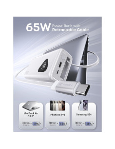 Banco de Energía RORRY 25000mAh 65W Cargador Portátil Blanco 2
