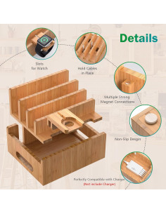 Estación de Carga de Bambú Pezin & Hulin con 5 Cables 2