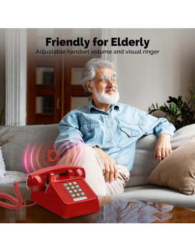 Teléfono de Mesa Analógico Sangyn Retro 2500 Rojo