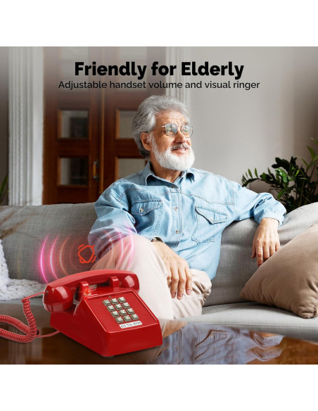 Teléfono de Mesa Analógico Sangyn Retro 2500 Rojo