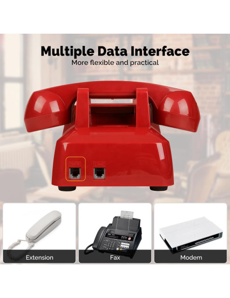 Teléfono de Mesa Analógico Sangyn Retro 2500 Rojo