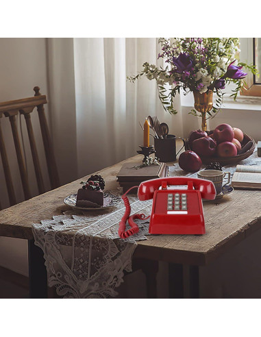 Teléfono de Mesa Analógico Sangyn Retro 2500 Rojo