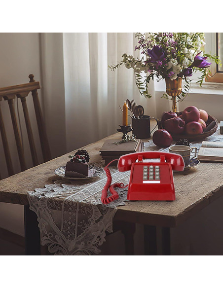 Teléfono de Mesa Analógico Sangyn Retro 2500 Rojo