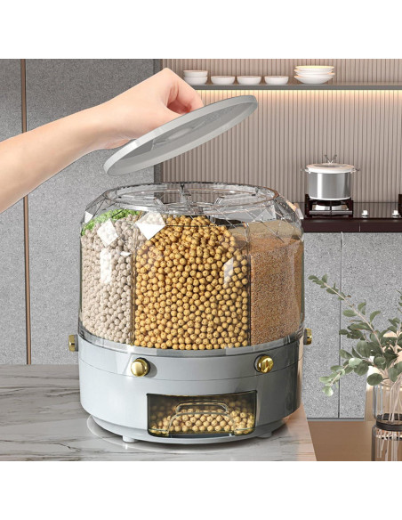 Dispensador de Granos Natudeco 6kg Rotativo 360 para Alimentos