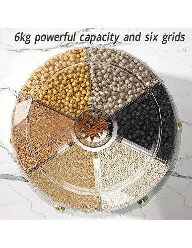 Dispensador de Granos Natudeco 6kg Rotativo 360 para Alimentos