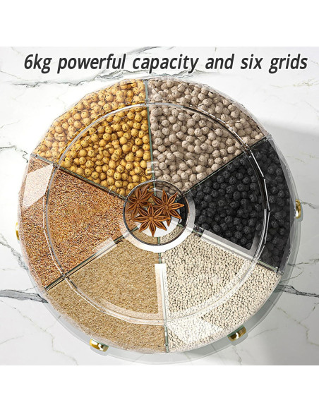 Dispensador de Granos Natudeco 6kg Rotativo 360 para Alimentos