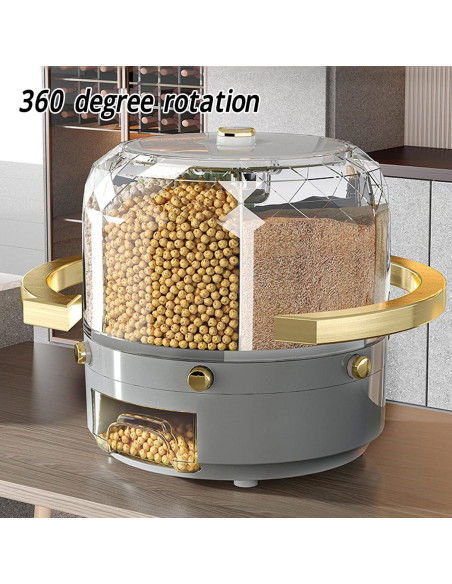 Dispensador de Granos Natudeco 6kg Rotativo 360 para Alimentos