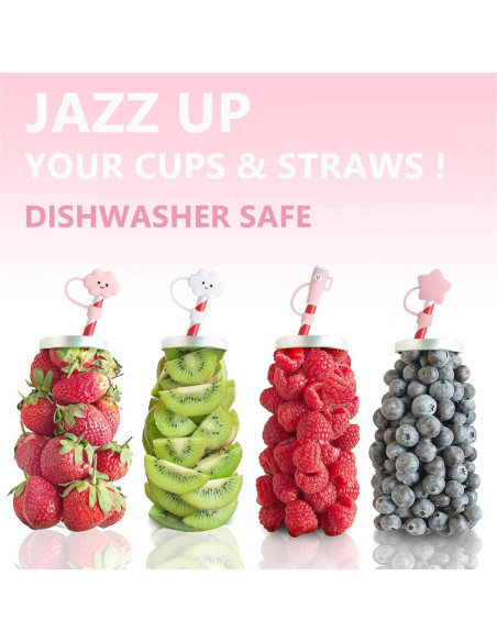 Cubiertas de Pajitas YAYAYOUNG 8 Pcs Silicona 10mm Taza Stanley