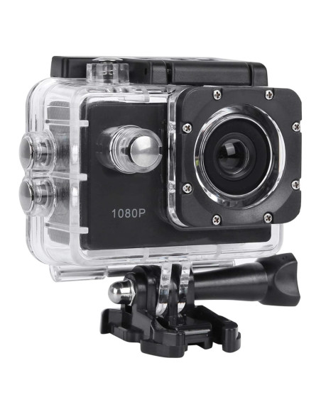 Cámara de acción ASHATA 1080P HD 30m sumergible negra