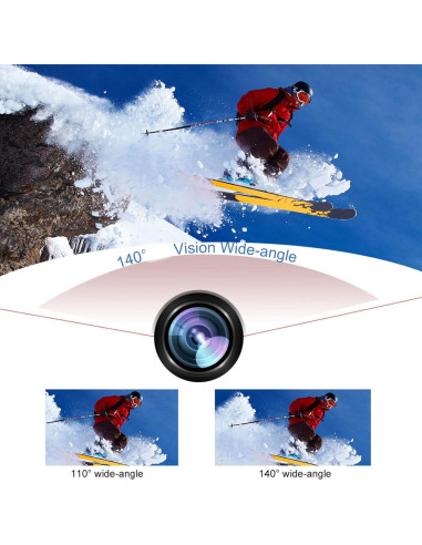 Cámara de acción ASHATA 1080P HD 30m sumergible negra