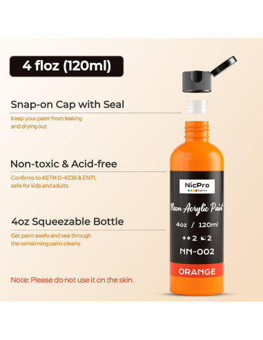 Juego de Pintura Acrílica Fluorescente Nicpro 6 Colores 120 ml