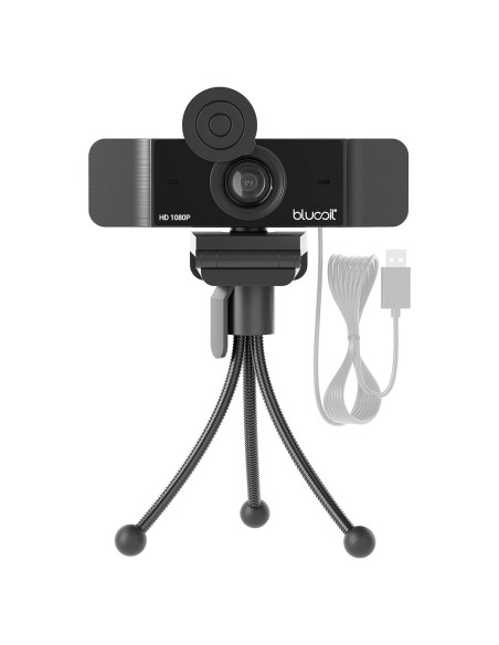 Cámara Web USB Blucoil Full HD 1080p con Micrófono y Trípode