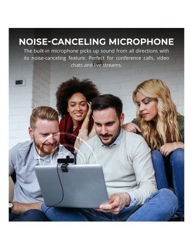 Cámara Web USB Blucoil Full HD 1080p con Micrófono y Trípode