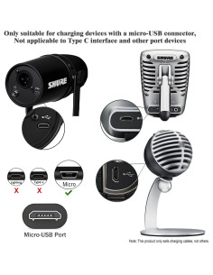 Cable de carga Micro USB TCKN 2m para Shure MV7/MV88+/MV5 2