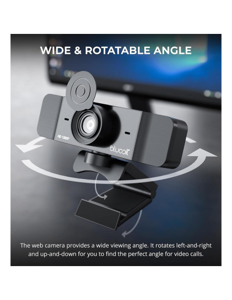 Cámara Web USB Blucoil Full HD 1080p con Micrófono y Trípode