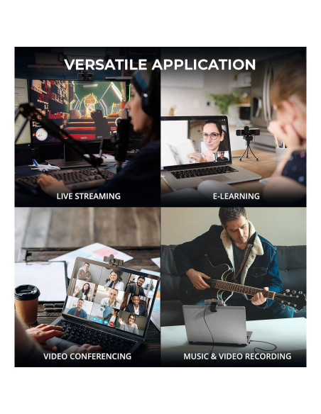 Cámara Web USB Blucoil Full HD 1080p con Micrófono y Trípode