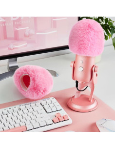 Filtro Pop para Micrófono Blue Yeti - Funda de Espuma Rosa 11x13 cm 2
