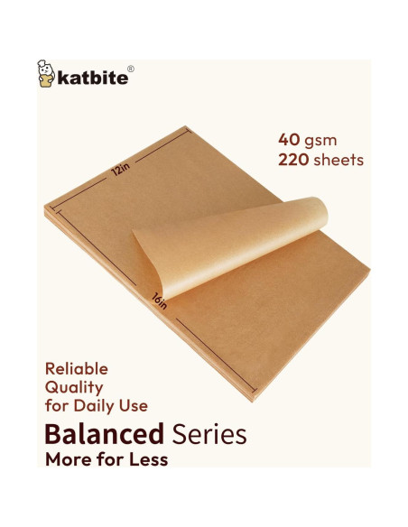 Papel Pergamino Antiadherente Katbite 220 Hojas 30.48x40.64 cm