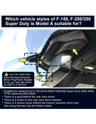 Cámara Dash 4K Delantera y 1080P Trasera Mangoal para Ford F150 2018-2025