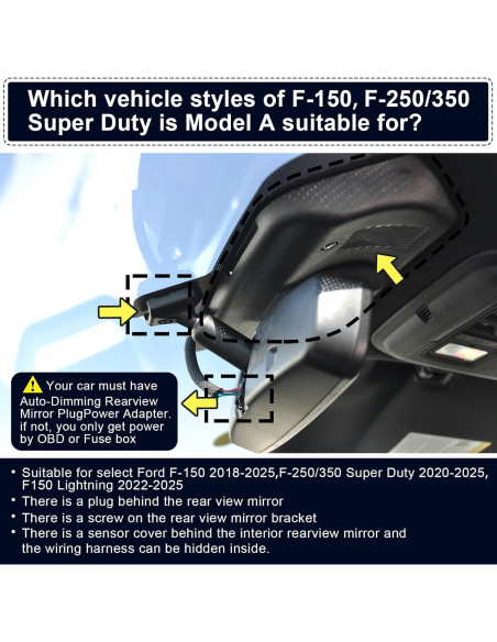 Cámara Dash 4K Delantera y 1080P Trasera Mangoal para Ford F150 2018-2025 Cámara Dash 4K Delantera y 1080P Trasera Mangoal para Ford F150 2018-2025