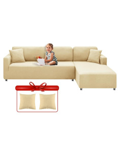 Cubierta de Sofá Seccional XINEAGE Beige 2 Piezas 3+2 Asientos