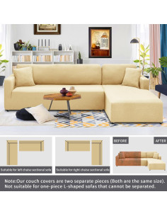 Cubierta de Sofá Seccional XINEAGE Beige 2 Piezas 3+2 Asientos 2