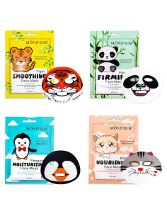Máscaras Faciales Hidratantes MOND'SUB - 4 Pack Animal