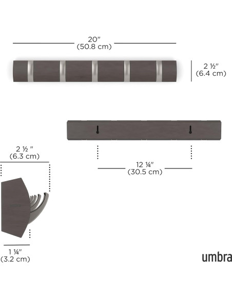 Perchero Montado en la Pared Umbra Flip con 5 Ganchos Retráctiles
