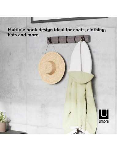 Perchero Montado en la Pared Umbra Flip con 5 Ganchos Retráctiles