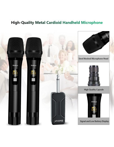 Micrófono Inalámbrico Bietrun wxm02 Doble Canal 50m