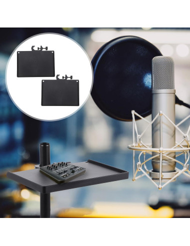 Bandeja Soporte Micrófono Ajustable Negro 20x14 cm