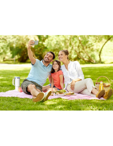 Taza KISSKIND 1.13L Aislada Rosa con Popote y Tapa