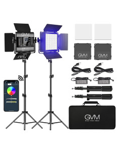 GVM Luz de Video LED RGB 800D - Kit de Iluminación 2 Paquetes