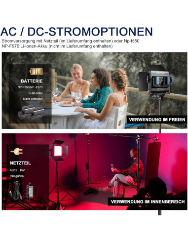 GVM Luz de Video LED RGB 800D - Kit de Iluminación 2 Paquetes