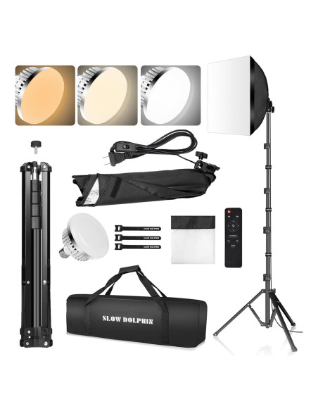 Kit de Iluminación Softbox SLOW DOLPHIN 16"x16" LED 85W