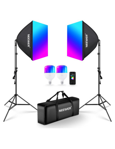 Kit de Iluminación Softbox NEEWER 2 Paquete 26W RGB Control App