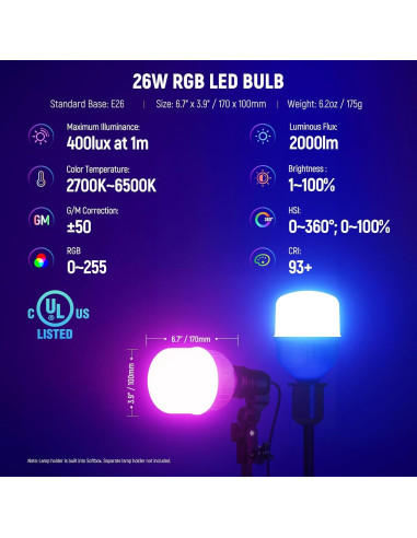 Kit de Iluminación Softbox NEEWER 2 Paquete 26W RGB Control App