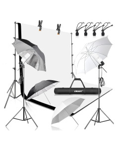 Kit de Fondo de Fotografía EMART 2.6x3.0m con Iluminación 400W