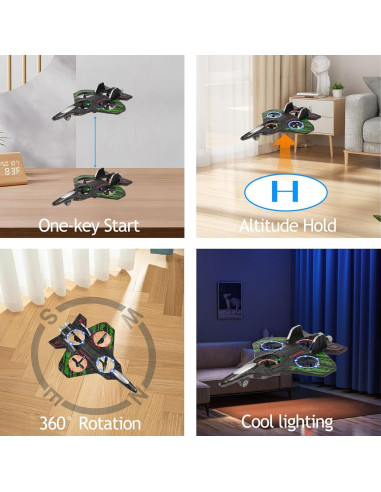 Dron RC LEFEI Aviones de Espuma 2.4GHz para Niños Verde