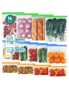 Bolsas Reutilizables para Congelador Lerine 14 Piezas Multicolor