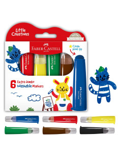 Marcadores Jumbo Lavables Faber-Castell Little Creatives - 6 Colores