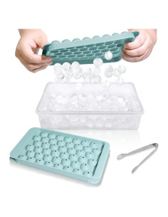 Bandeja de Hielo WIBIMEN Redonda con Tapa y Contenedor Azul