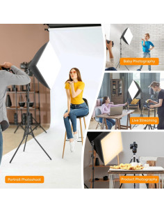 Kit de Iluminación Fotográfica Softbox Foccalli 85W LED Regulable 2