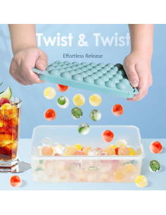 Bandeja de Hielo WIBIMEN Redonda con Tapa y Contenedor Azul 2