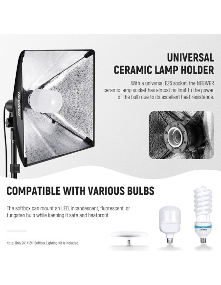 Kit de Iluminación NEEWER NK300 con Softbox 60x60cm y LED 35W
